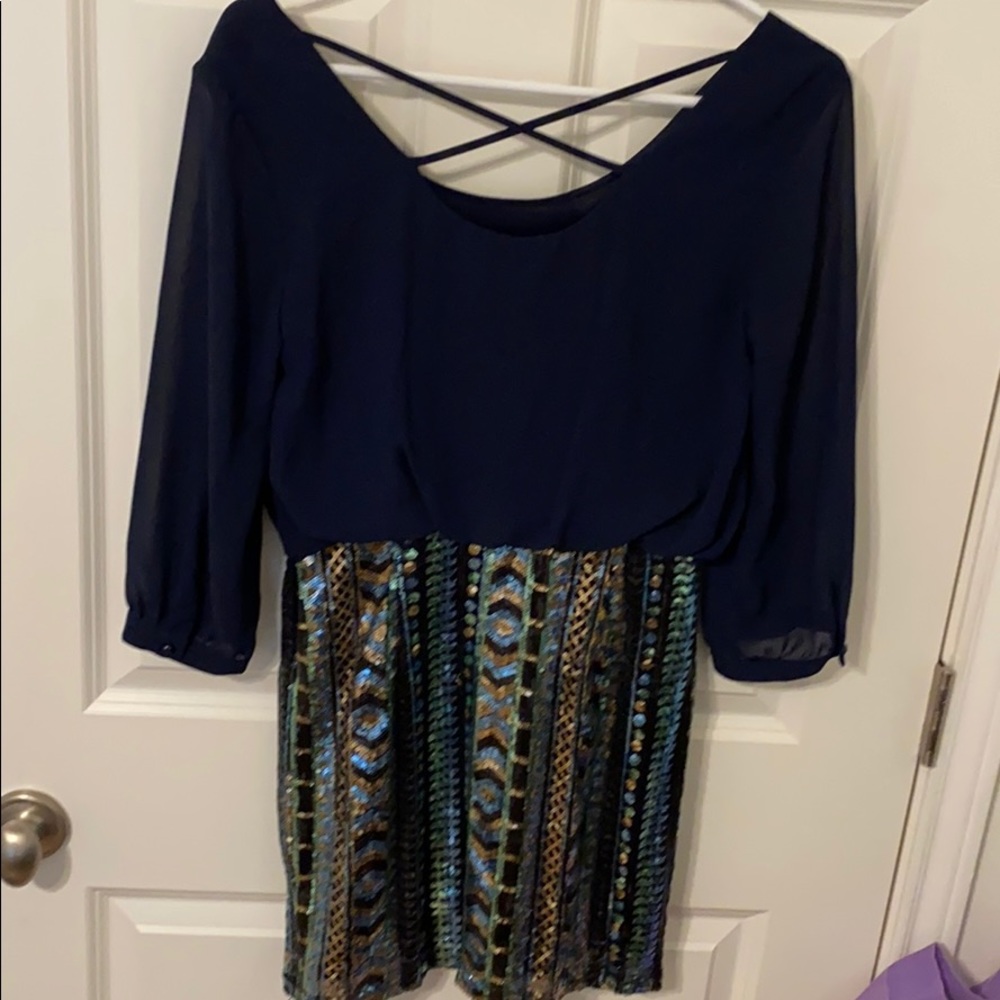 Navy, Sequined Mini Dress